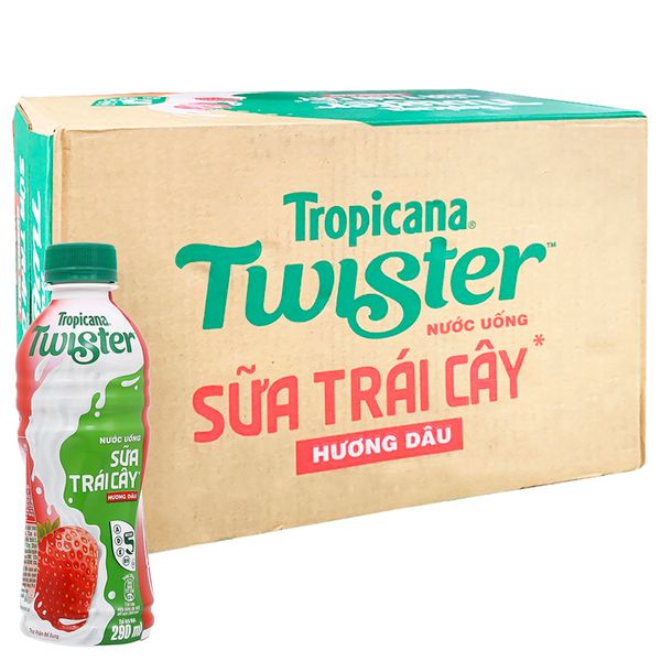  Sữa trái cây Twister hương dâu thùng 24 chai x 290ml 