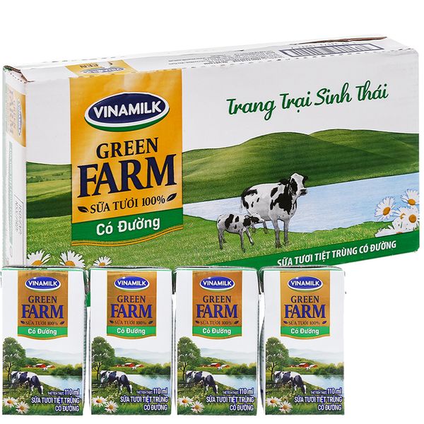  Sữa tươi tiệt trùng có đường Vinamilk Green Farm thùng 48 hộp x 110ml 