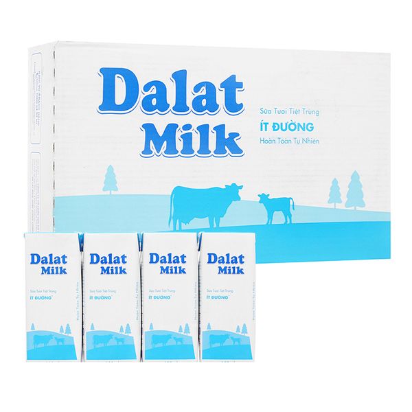  Sữa tươi tiệt trùng Dalat Milk ít đường thùng 48 hộp x 110ml 