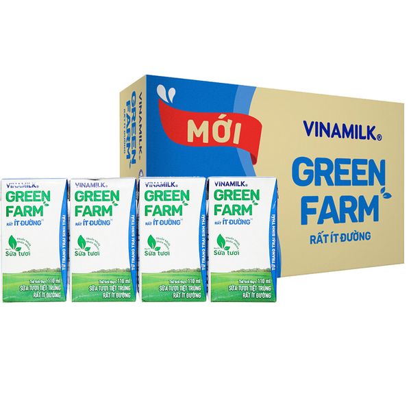  Sữa tươi tiệt trùng ít đường Vinamilk Green Farm thùng 48 hộp x 110ml 