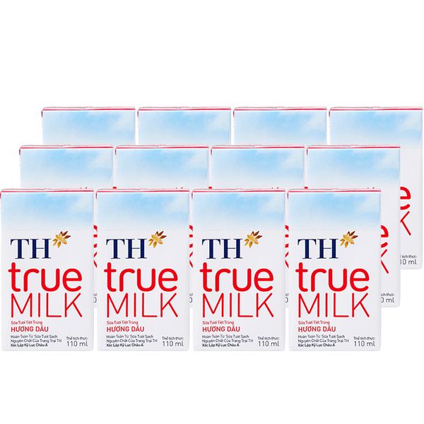 Sữa tươi tiệt trùng TH true MILK hương dâu bộ 3 lốc x 4 hộp x 110ml 
