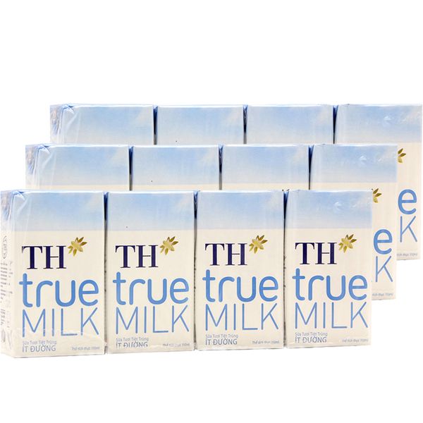  Sữa tươi tiệt trùng TH true MILK ít đường bộ 3 lốc x 4 hộp x 110ml 