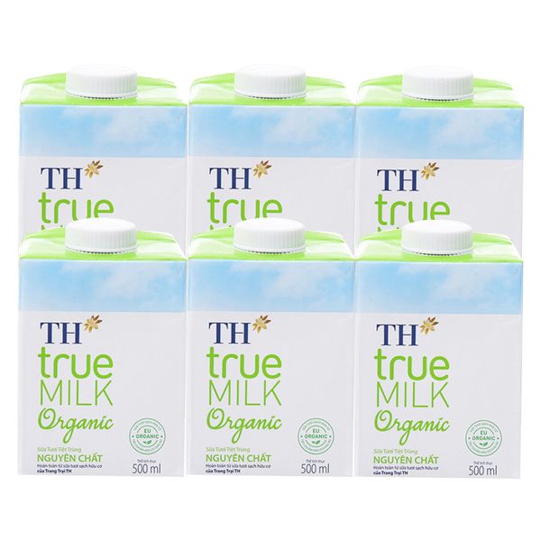  Sữa tươi tiệt trùng TH true MILK Organic nguyên chất bộ 6 hộp x 500ml 