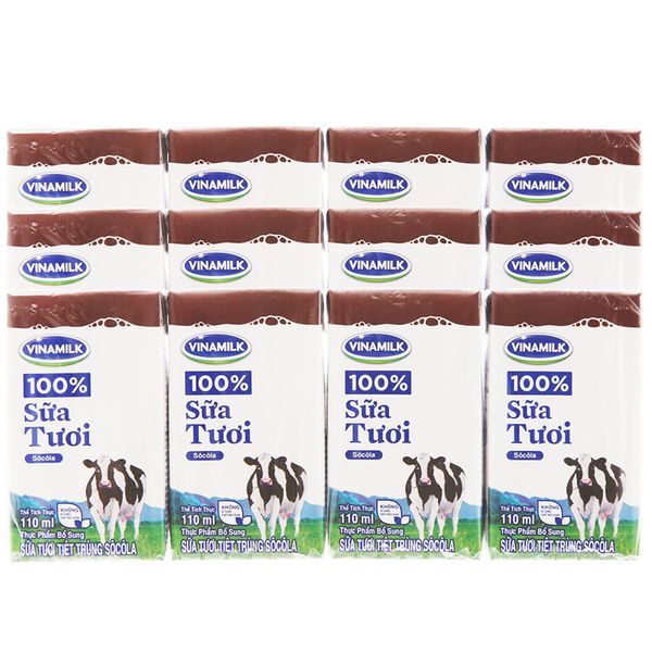  Sữa tươi tiệt trùng Vinamilk hương Socola bộ 3 lốc x 4 hộp x 110ml 