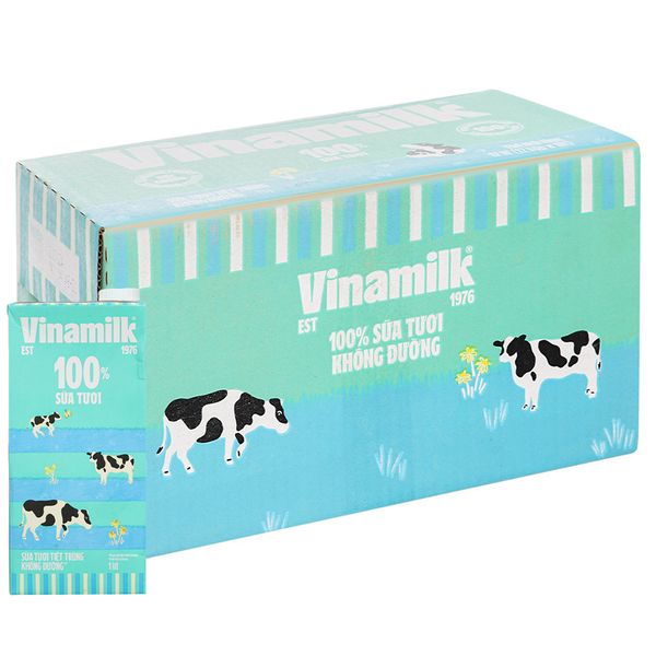  Sữa tươi tiệt trùng Vinamilk không đường thùng 12 hộp x 1 lít 
