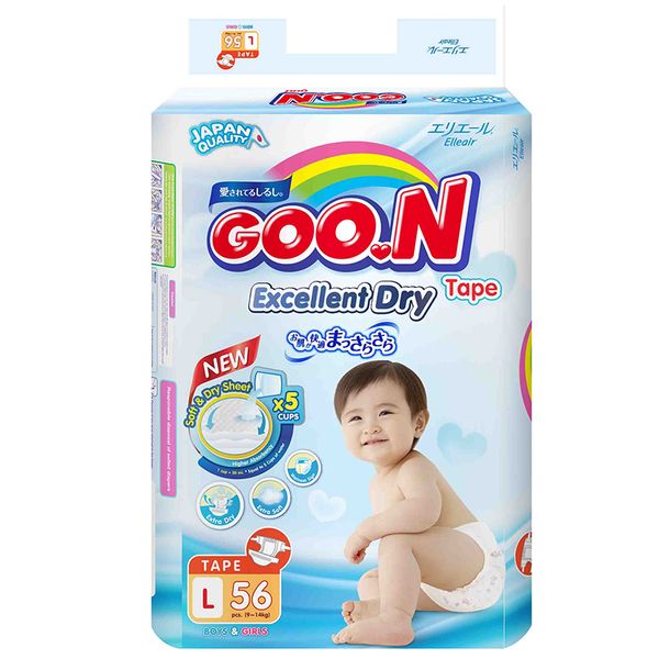  Tã dán Goo.n Slim Jumbo size L từ 9-14 Kg gói 56 miếng 