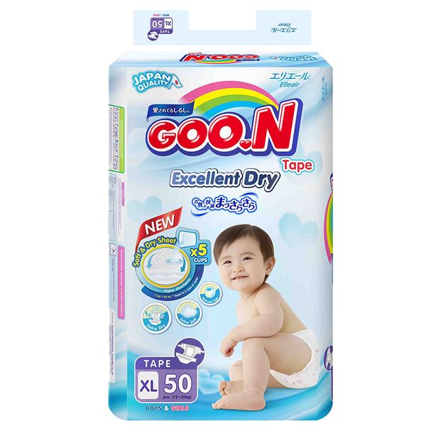  Tã dán Goo.n Slim Jumbo size XL từ 12-20 Kg gói 50 miếng 