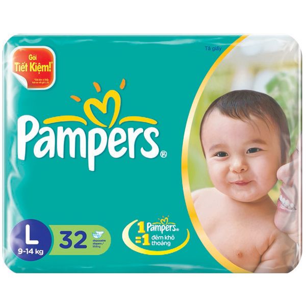  Tã dán Pampers tiết kiệm size L từ 9-14 kg gói 32 miếng 