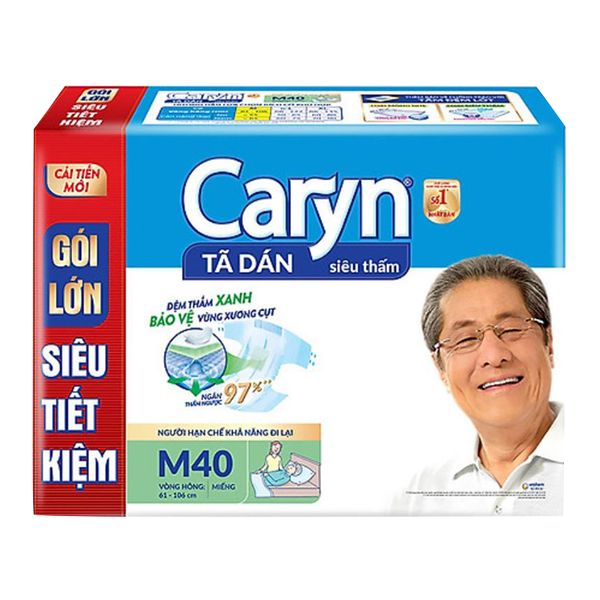  Tã dán Caryn hạn chế đi lại siêu thấm size M gói 40 miếng 