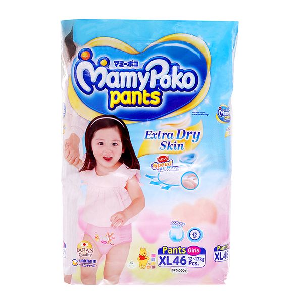  Tã quần Mamypoko Extra Dry Skin bé gái size XL 12 - 17kg gói 46 miếng 