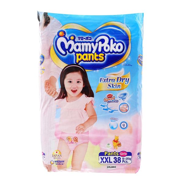  Tã quần Mamypoko Extra Dry Skin bé gái size XXL 15 - 25kg gói 38 miếng 