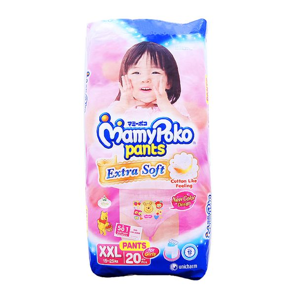  Tã quần Mamypoko Extra Soft bé gái size XXL 15 - 25kg gói 20 miếng 