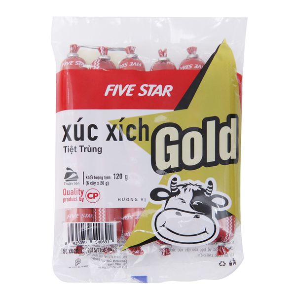  Xúc xích bò tiệt trùng Five Star Gold CP gói 120g 