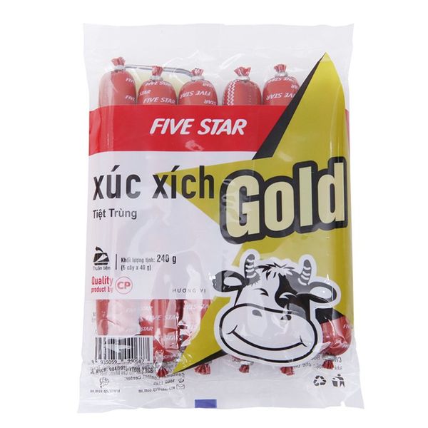  Xúc xích bò tiệt trùng Five Star Gold CP gói 240g 