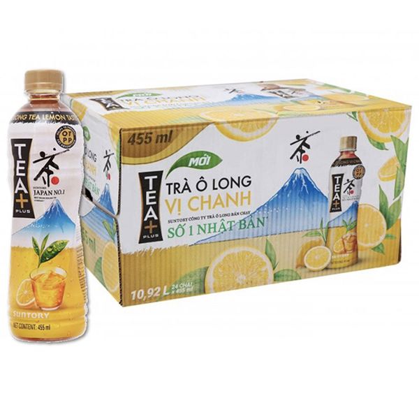  Trà Ô Long Tea Plus vị chanh thùng 24 chai x 455ml 