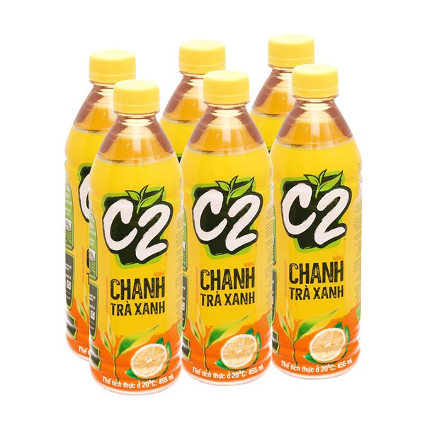  Trà xanh C2 vị chanh lốc 6 chai x 455 Ml 