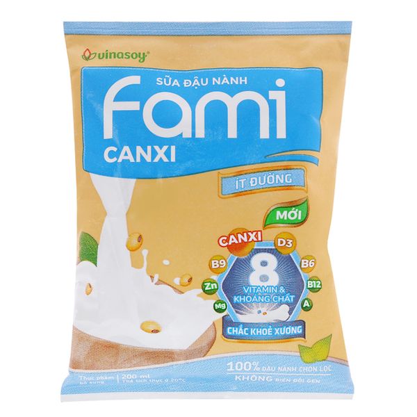  Sữa đậu nành  Fami Canxi ít đường gói 200ml 