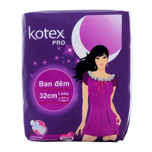  Băng vệ sinh ban đêm Kotex Pro gói 3 miếng 