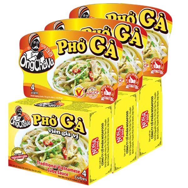  Viên gia vị nấu phở gà Ông Chà Và 4 viên bộ 3 hộp x 75g 