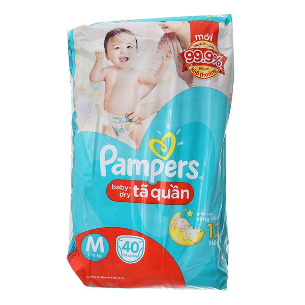  Tã quần Pampers Baby Dry cho bé 7 - 12kg size M gói 40 miếng 