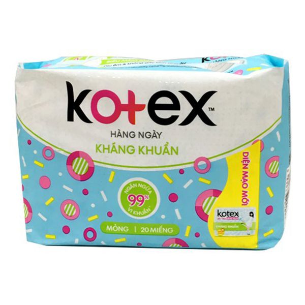  Băng vệ sinh hàng ngày Kotex siêu mềm kháng khuẩn 20 miếng 