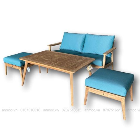 BỘ SOFA ĐÔI GỖ TEAK NGOÀI TRỜI 