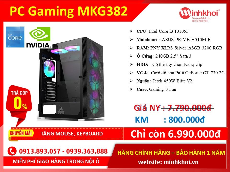 Máy PC Gaming thương hiệu Minh Khôi MKG382