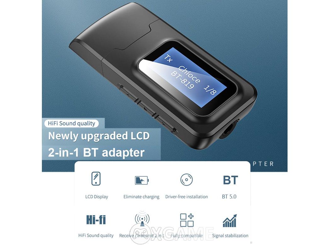 USB Bluetooth 5.0 Transmitter Receiver Audio có màn LCD