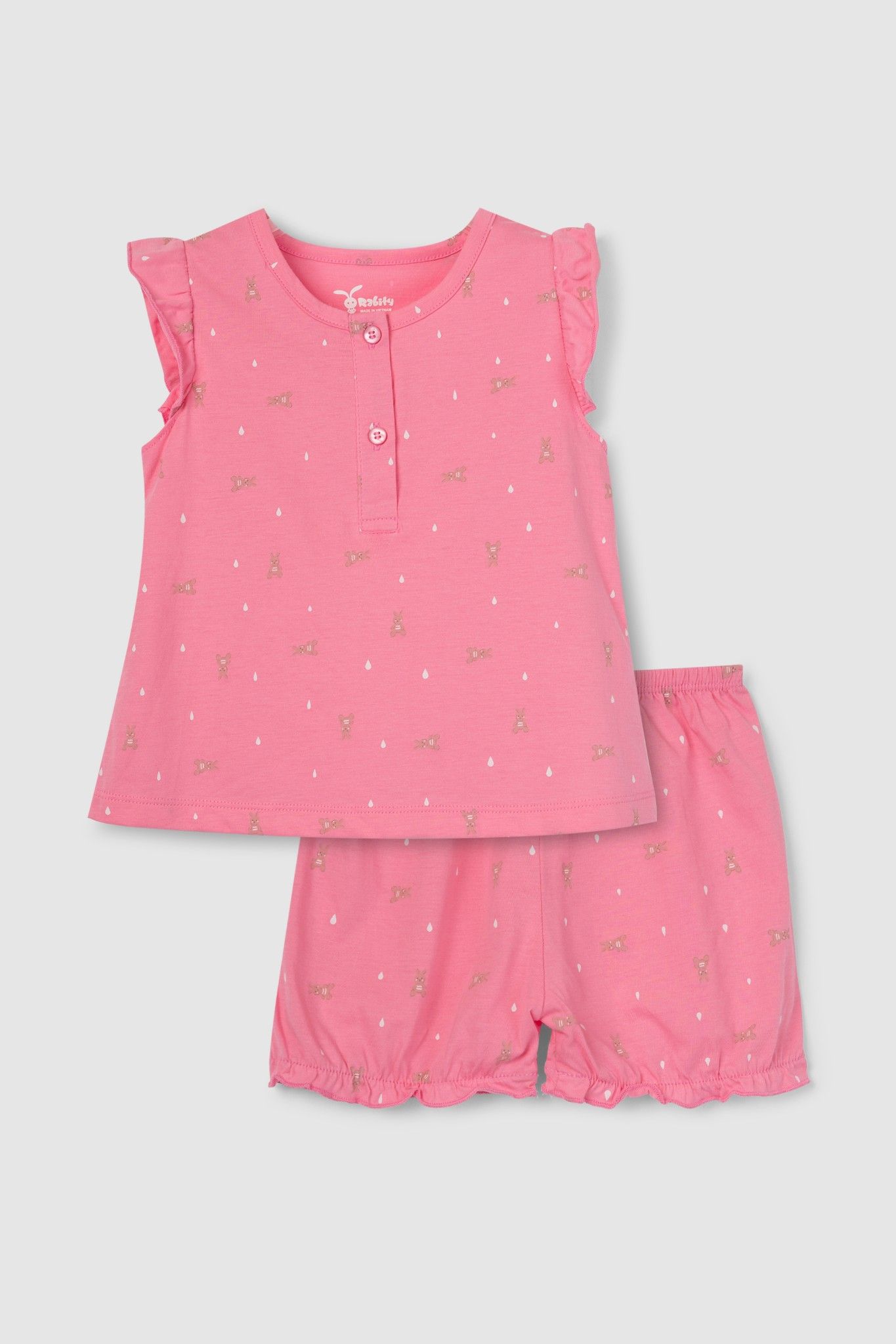 Đồ bộ sơ sinh ngắn tay bé gái Rabity 0061