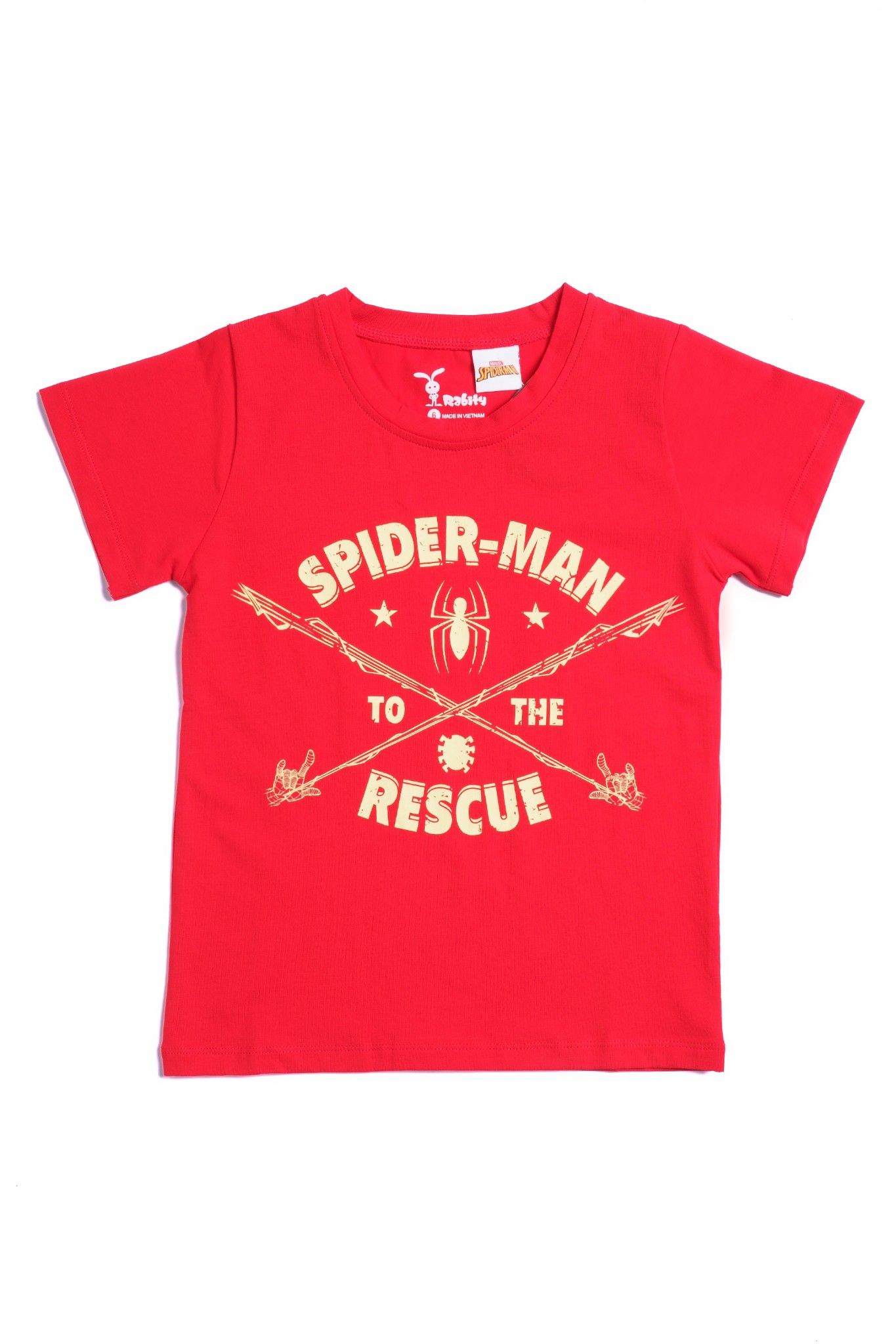 Áo thun Spider man cổ tròn ngắn tay bé trai Rabity 5088