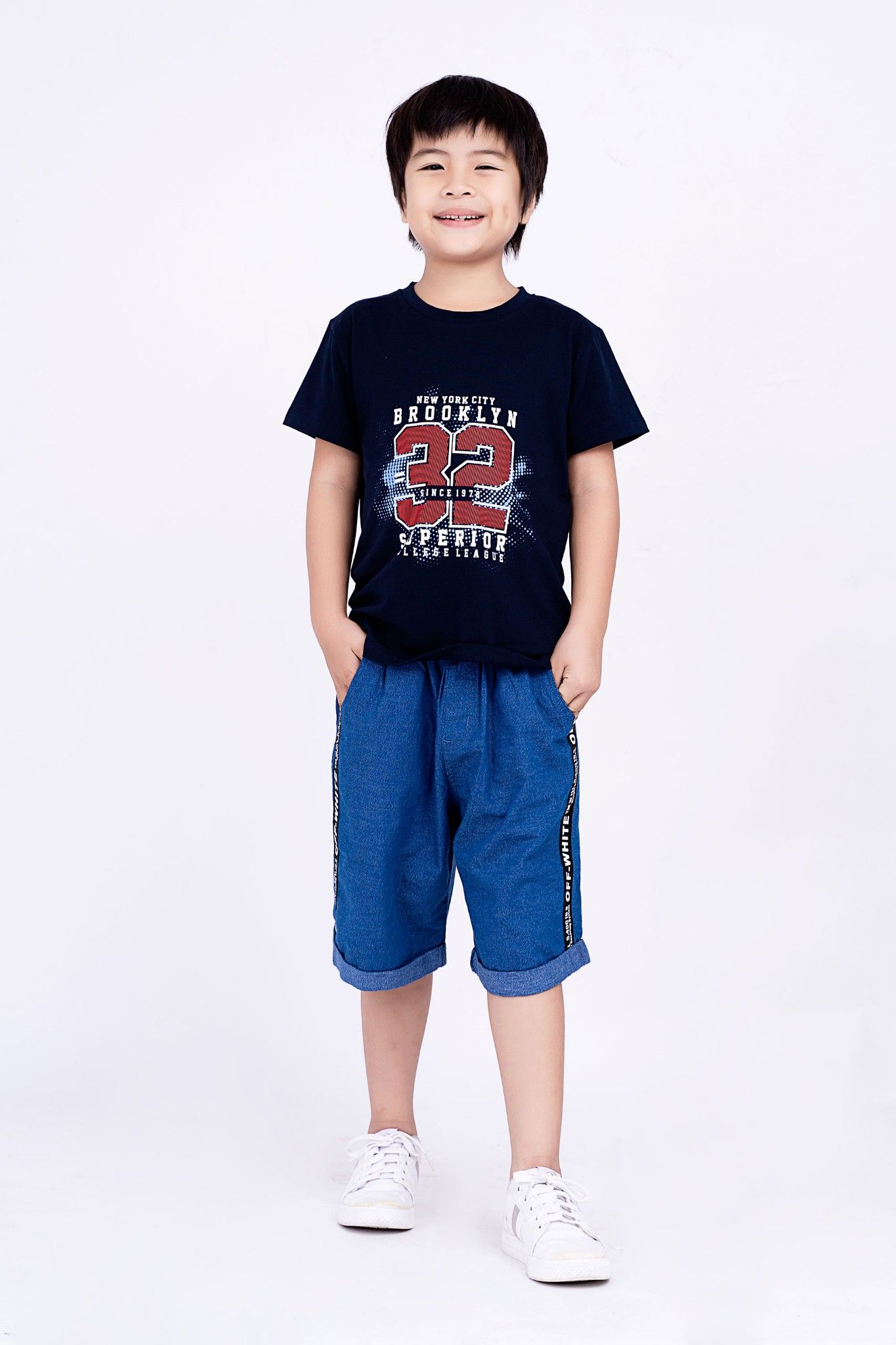 Áo thun cổ tròn bé trai Rabity 9321