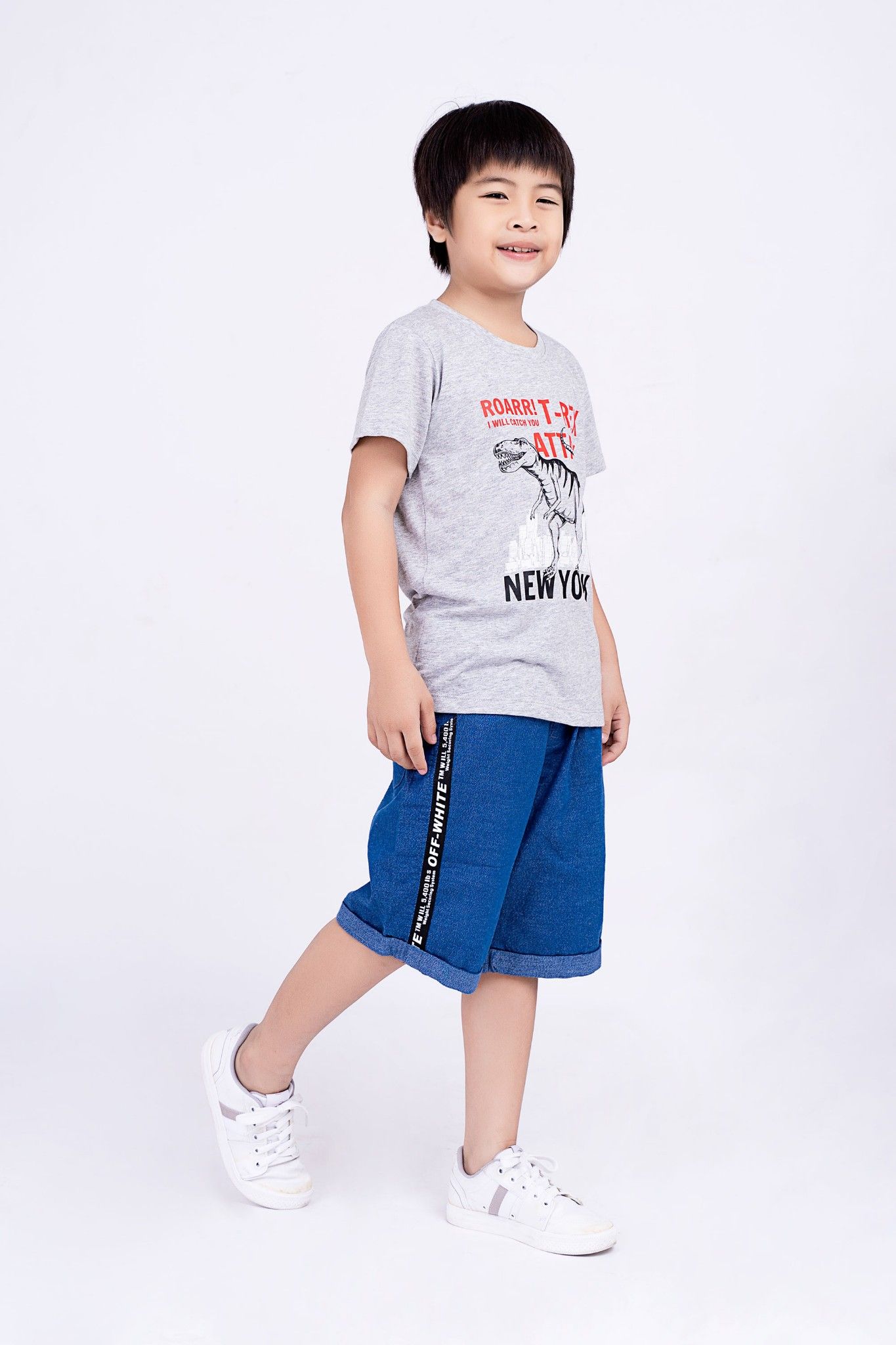 Áo thun cổ tròn ngắn tay bé trai Rabity 9316