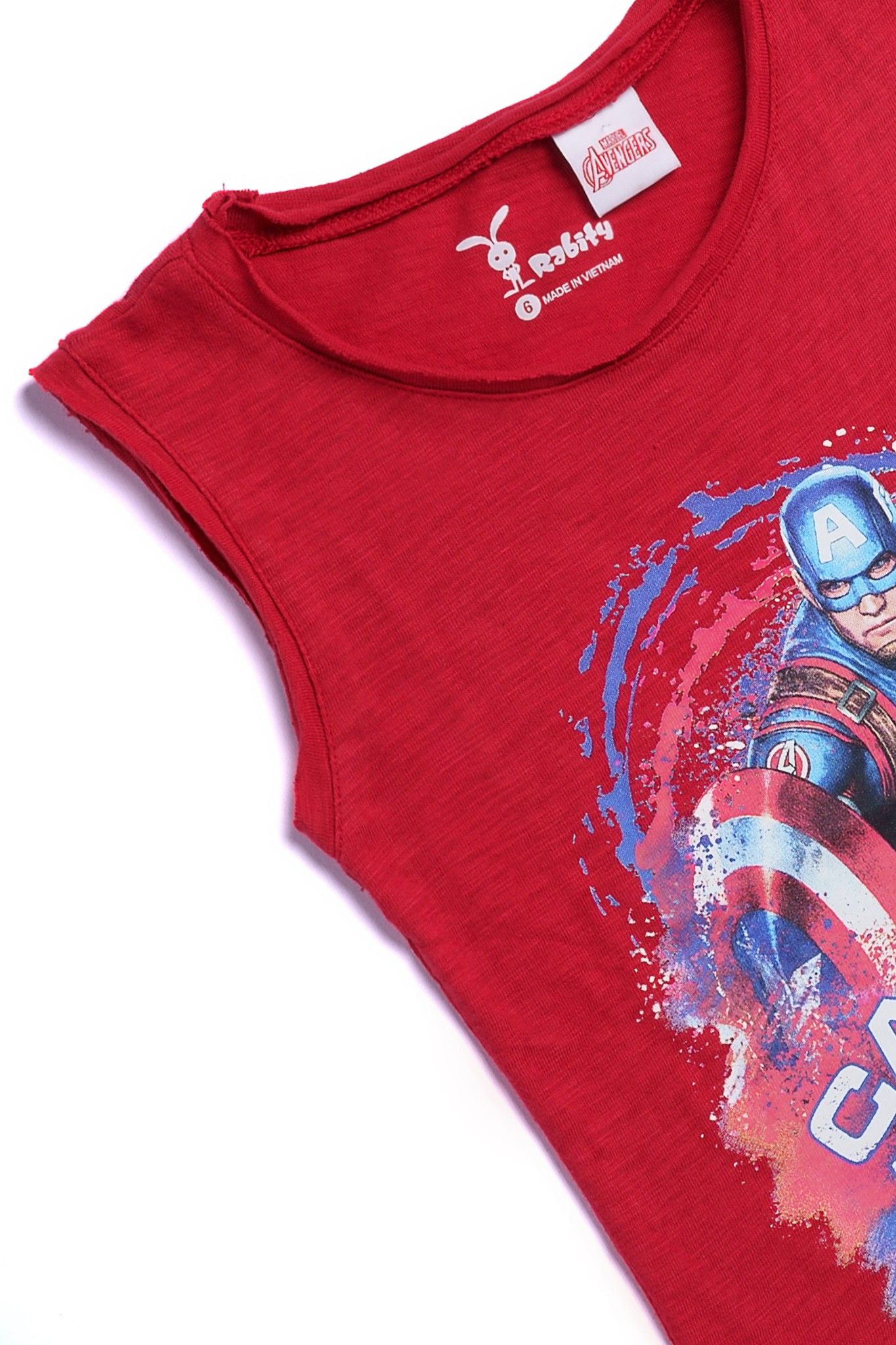 Áo thun Captain American sát nách bé trai Rabity 5109