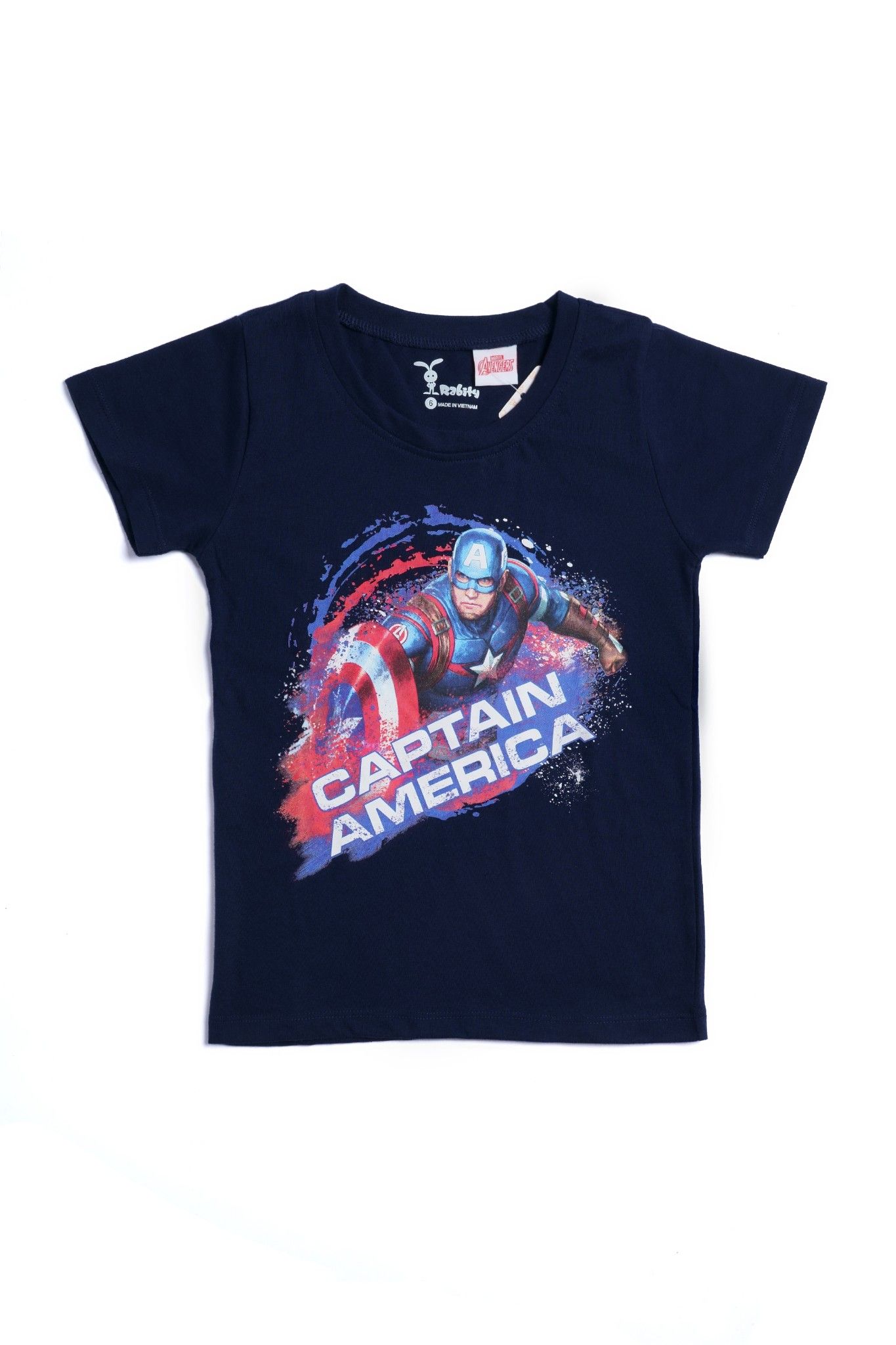 Áo thun cổ tròn Caption America ngắn tay bé trai Rabity 5108