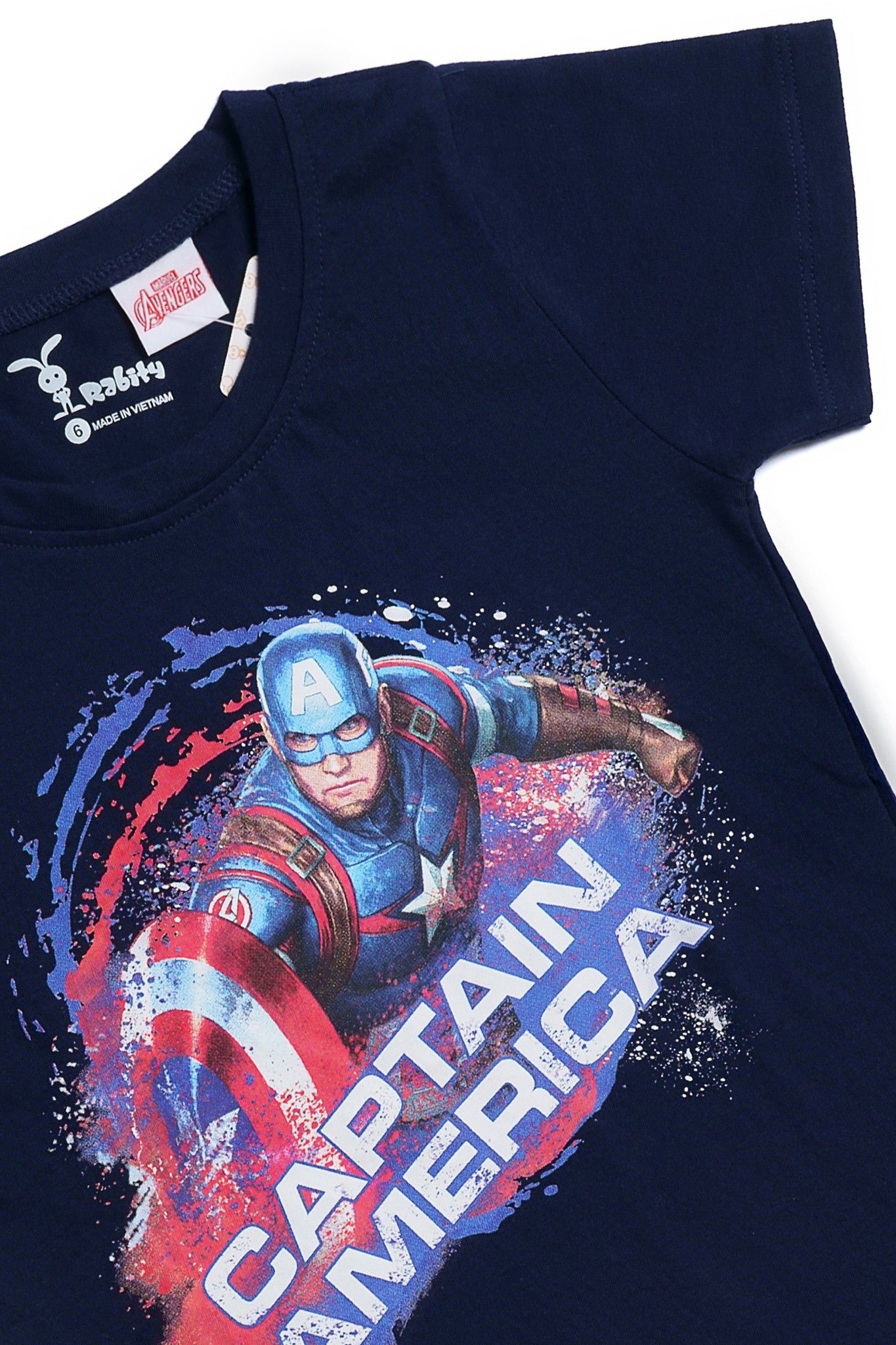 Áo thun cổ tròn Caption America ngắn tay bé trai Rabity 5108