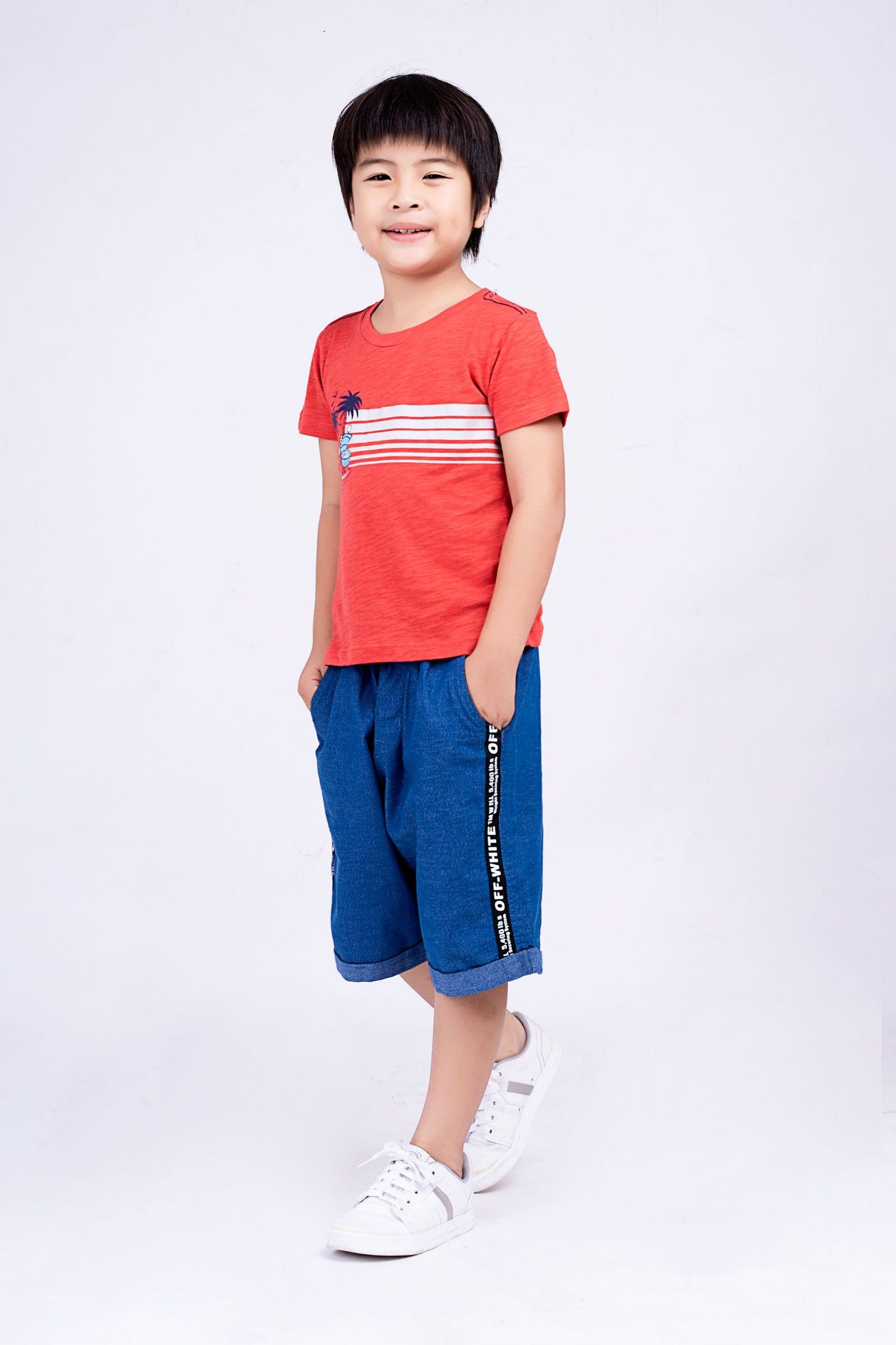 Áo thun cổ tròn ngắn tay bé trai Rabity 9296