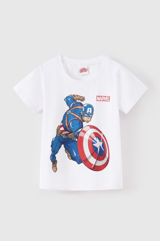 Áo thun ngắn tay Đội trưởng Mỹ Captain America bé trai Rabity 500.006