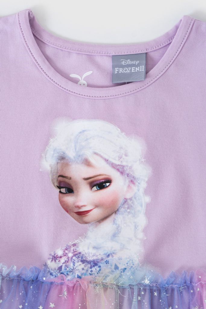 Đầm váy công chúa voan Elsa ngắn tay bé gái Rabity 5711
