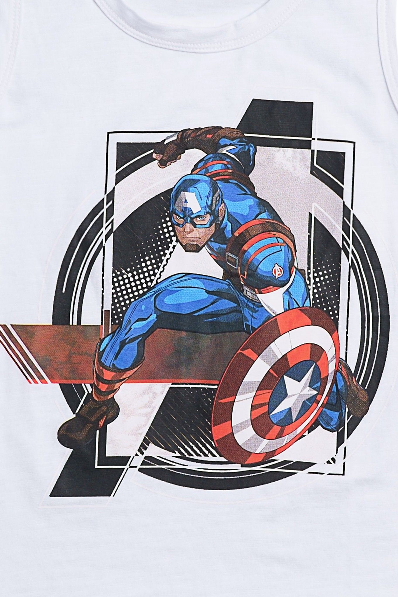 Bộ thun cổ tròn Captain America ngắn tay bé trai Rabity 5101