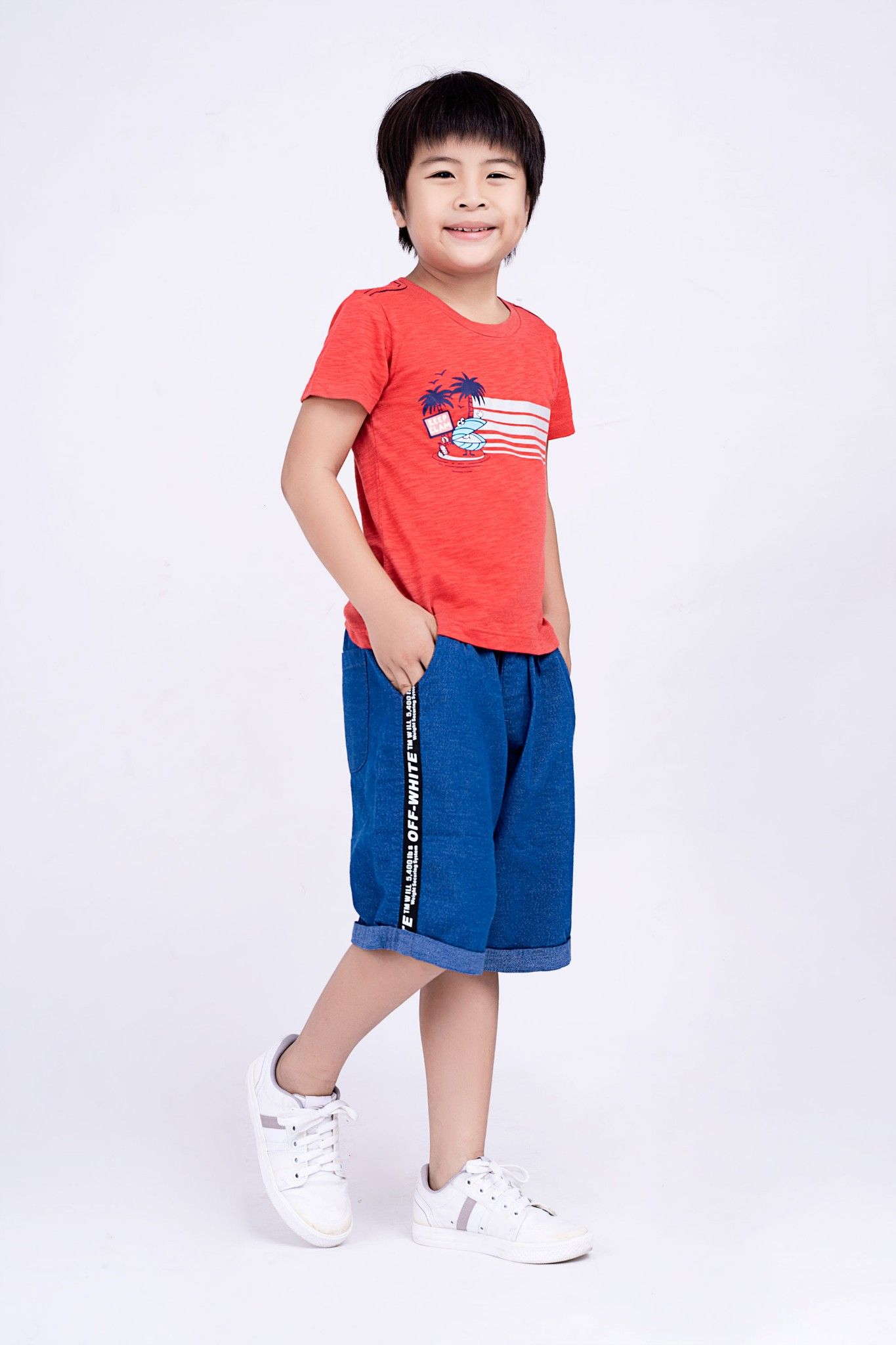 Áo thun cổ tròn ngắn tay bé trai Rabity 9296