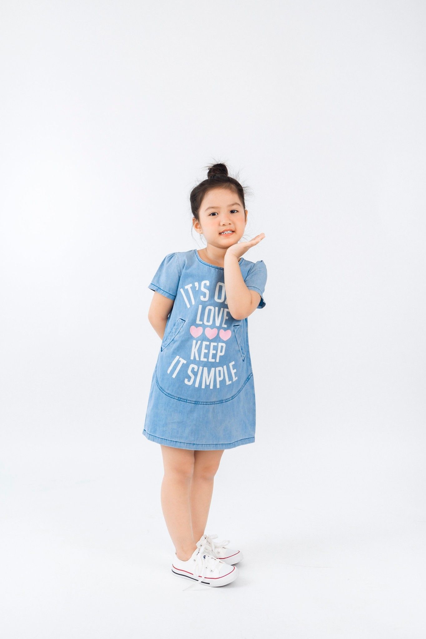Đầm bò ngắn tay bé gái Rabity 9115