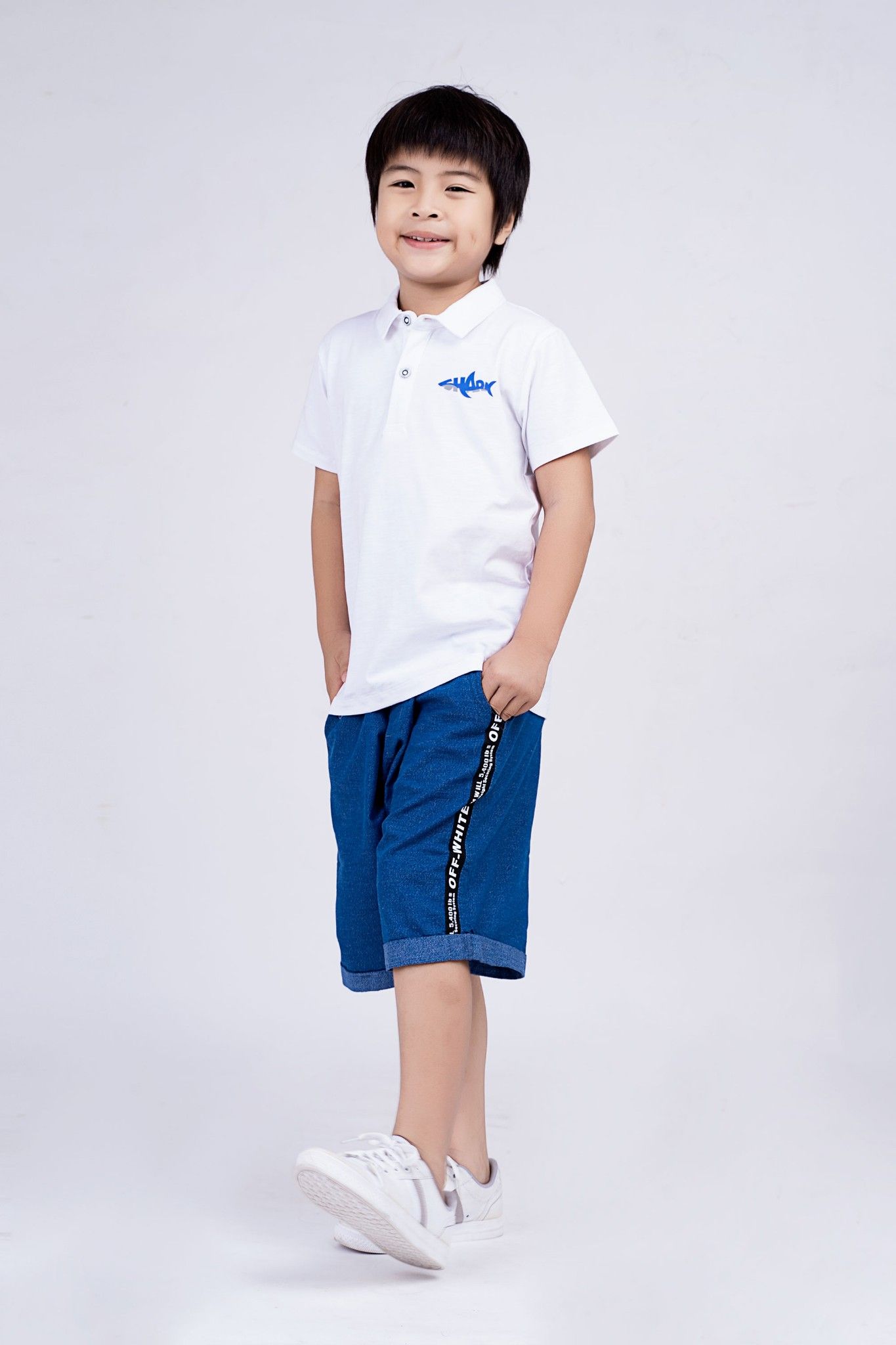 Áo thun cổ bẻ bé trai Rabity 9325