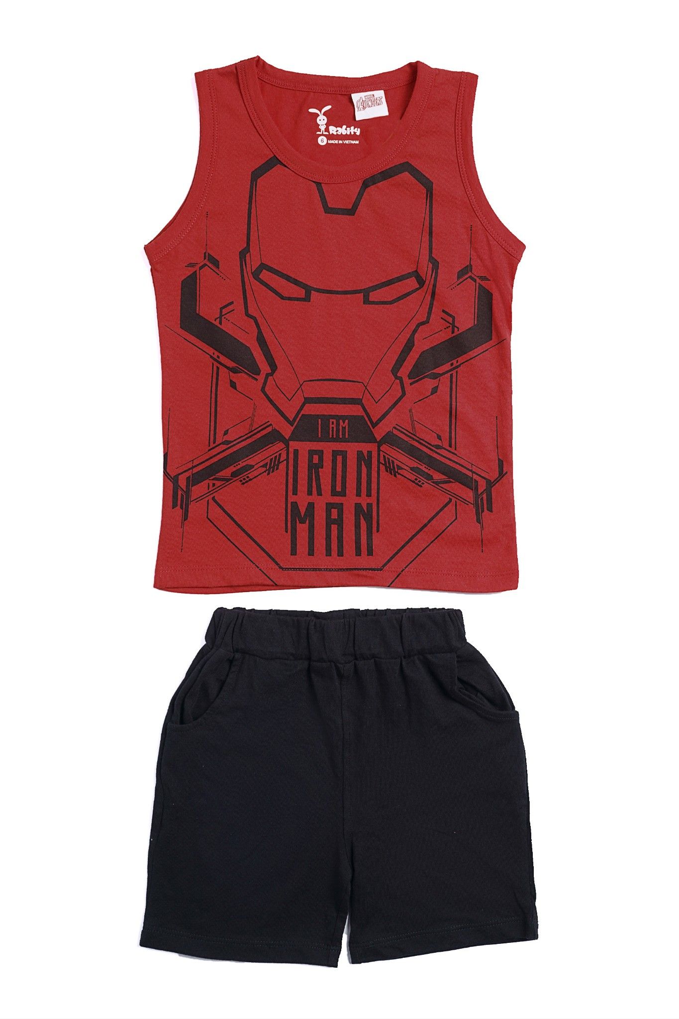 Bộ thun Iron man có tay sát nách bé trai Rabity 5102