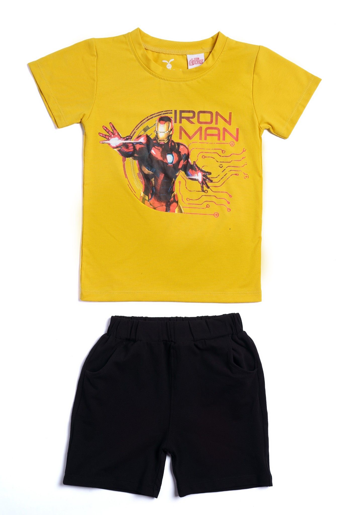 Bộ thun cổ tròn Iron man ngắn tay bé trai Rabity 5104