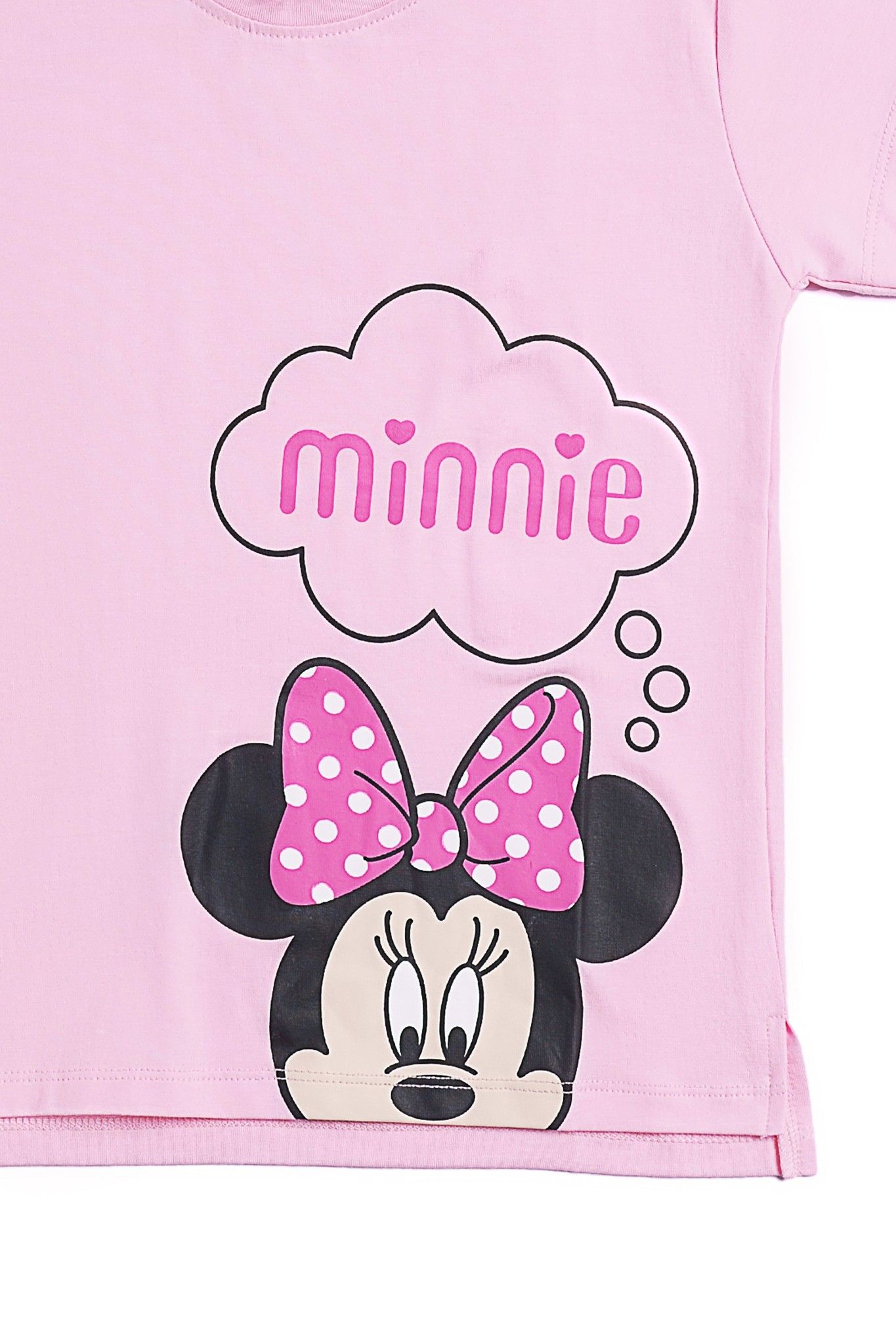 Áo thun Minnie cổ tròn ngắn tay bé gái Rabity 5081