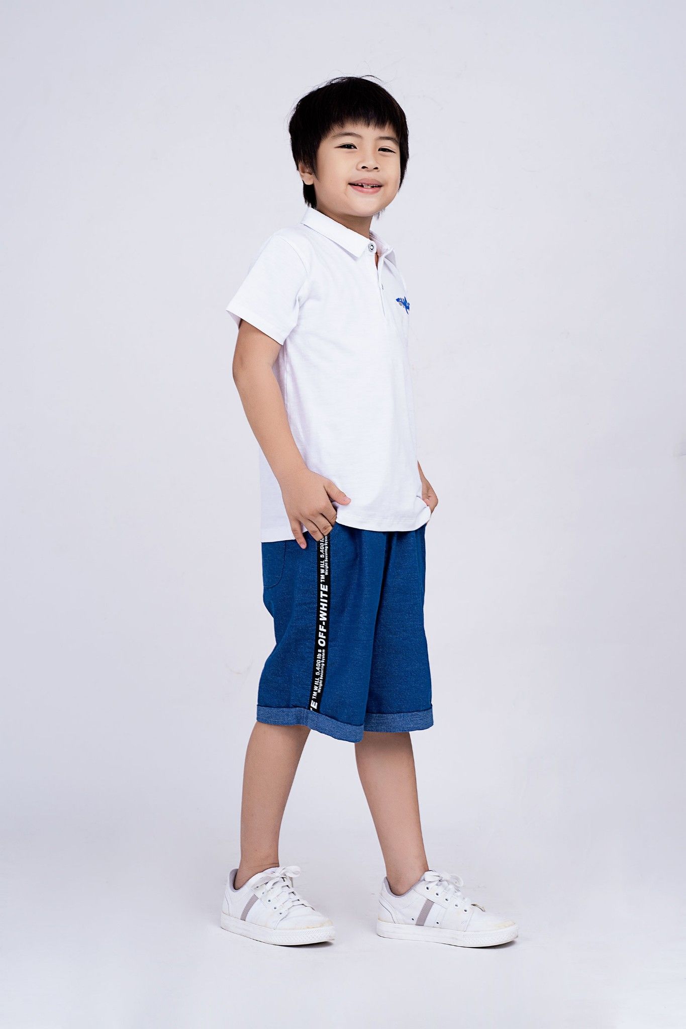 Áo thun cổ bẻ bé trai Rabity 9325