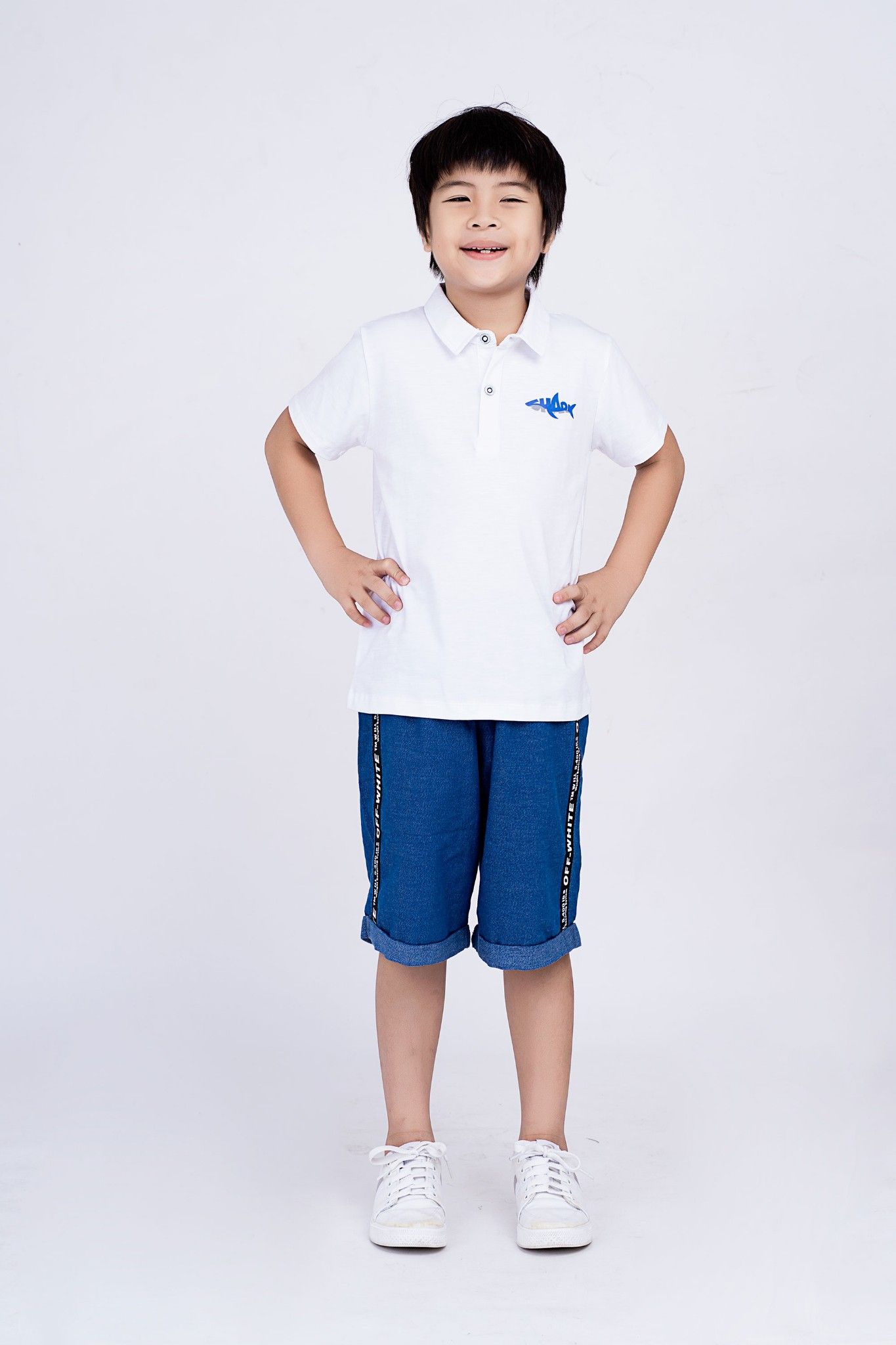 Áo thun cổ bẻ bé trai Rabity 9325
