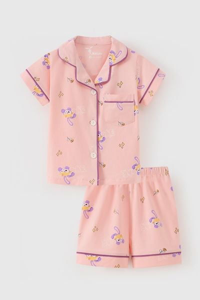 [Size 19-25kg] Bộ Pijama mặc nhà ngắn tay bé gái size trung Rabity 962.002