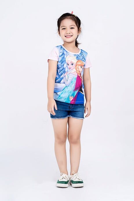 Áo thun cổ tròn ngắn tay bé gái Rabity 5174
