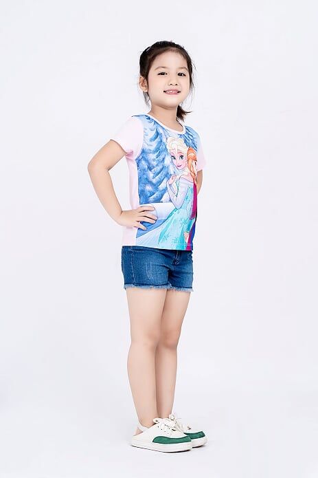 Áo thun cổ tròn ngắn tay bé gái Rabity 5174